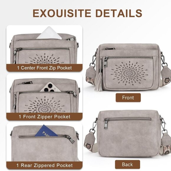 Crossbody Purse for Women，Small Crossbody Bags Trendy Vegan Leather Shoulder bag - Picture 6 of 6